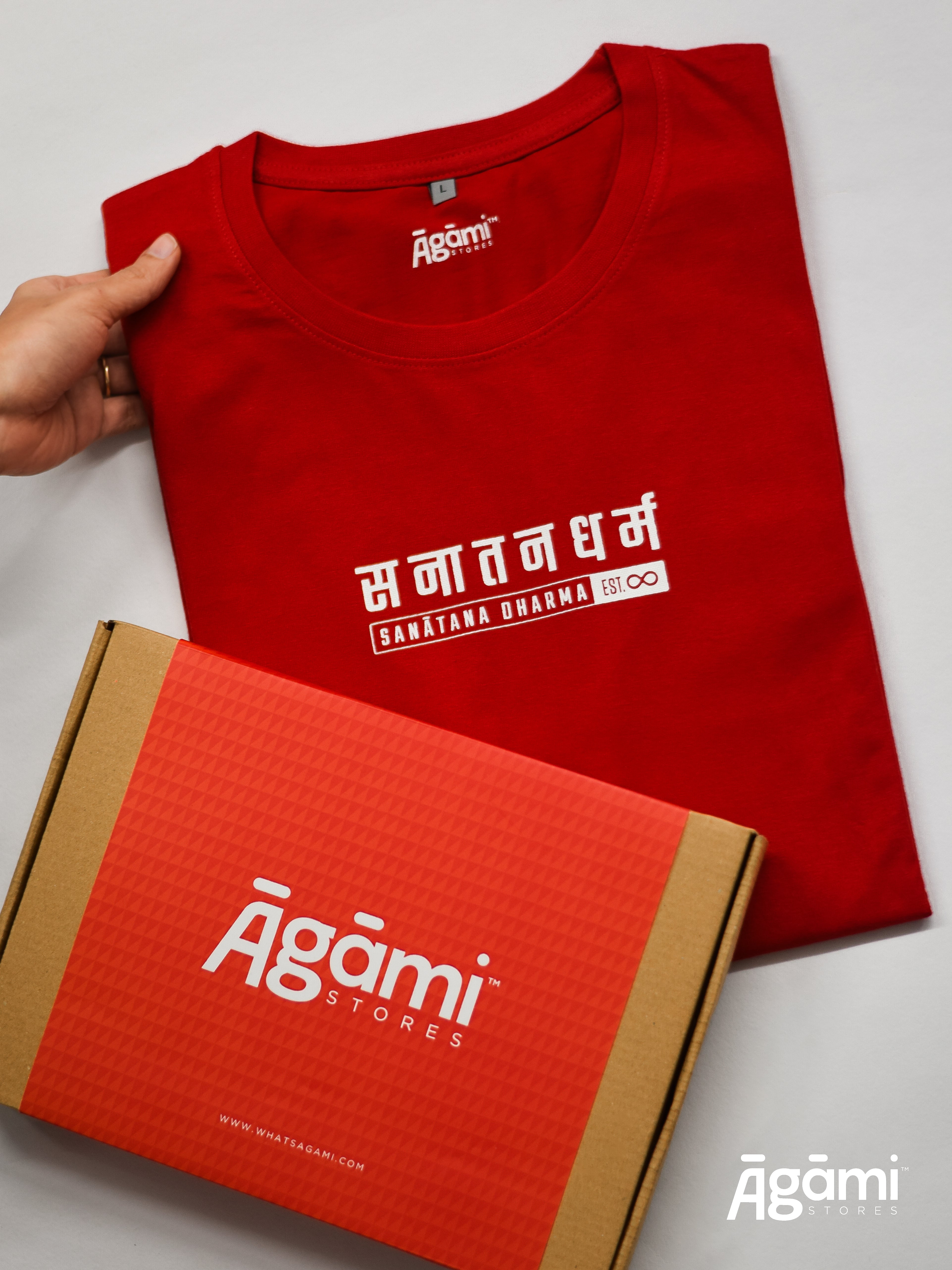 Classic Sanātana Dharma Tshirt - Red - Image 6