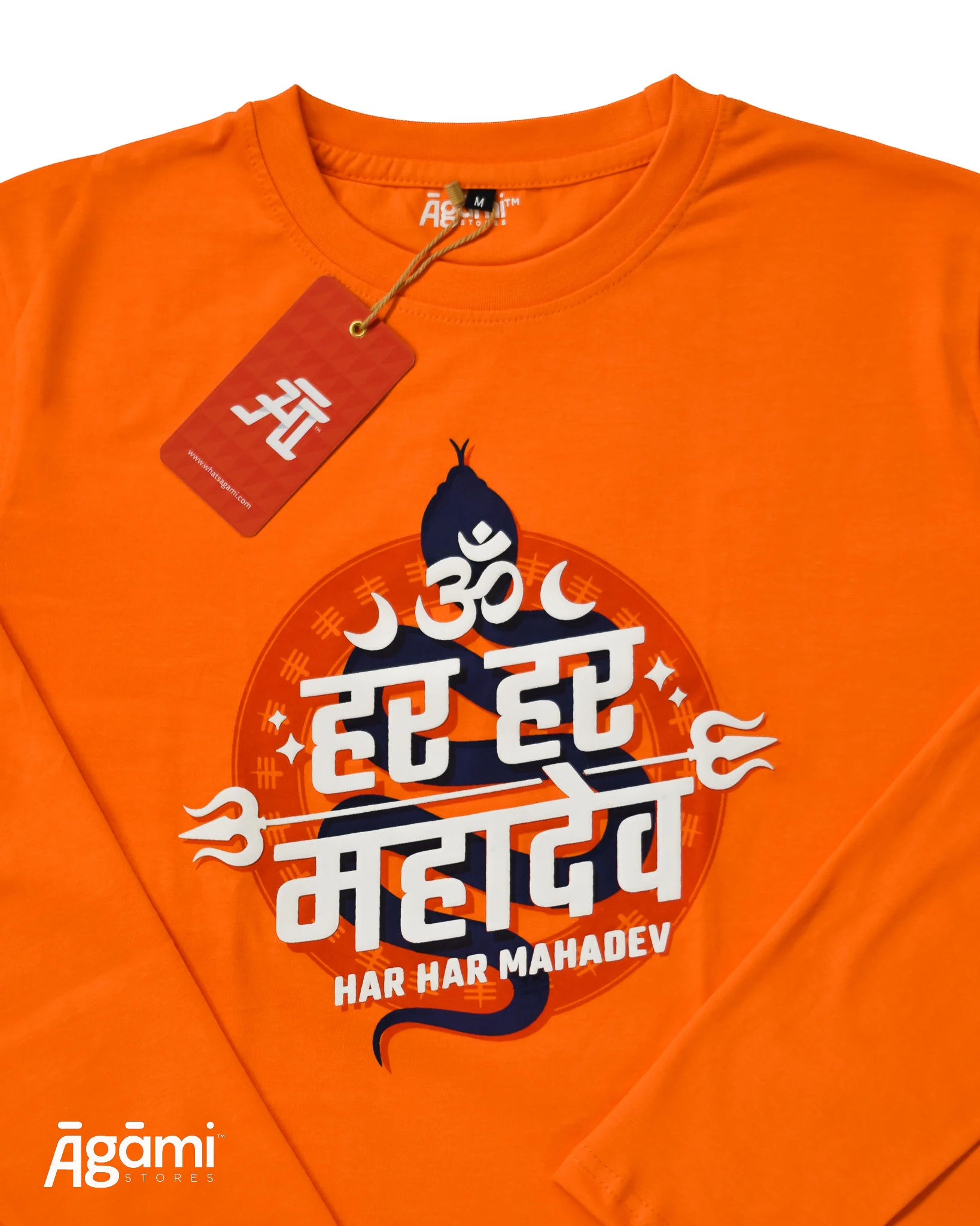 Har Har Mahadev Full Sleeves Tshirt - Orange - Image 4