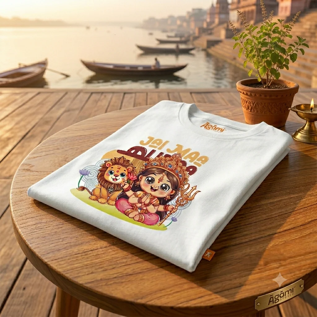 Jai Maa Durga Kids Tshirt | White - Image 3