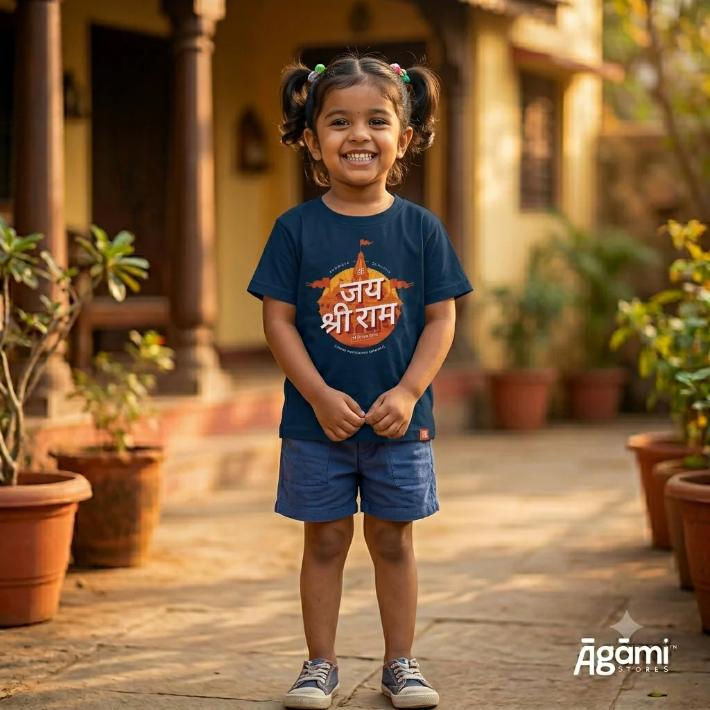 Jai Shree Ram Kids Tshirt - Devanagari - Image 3