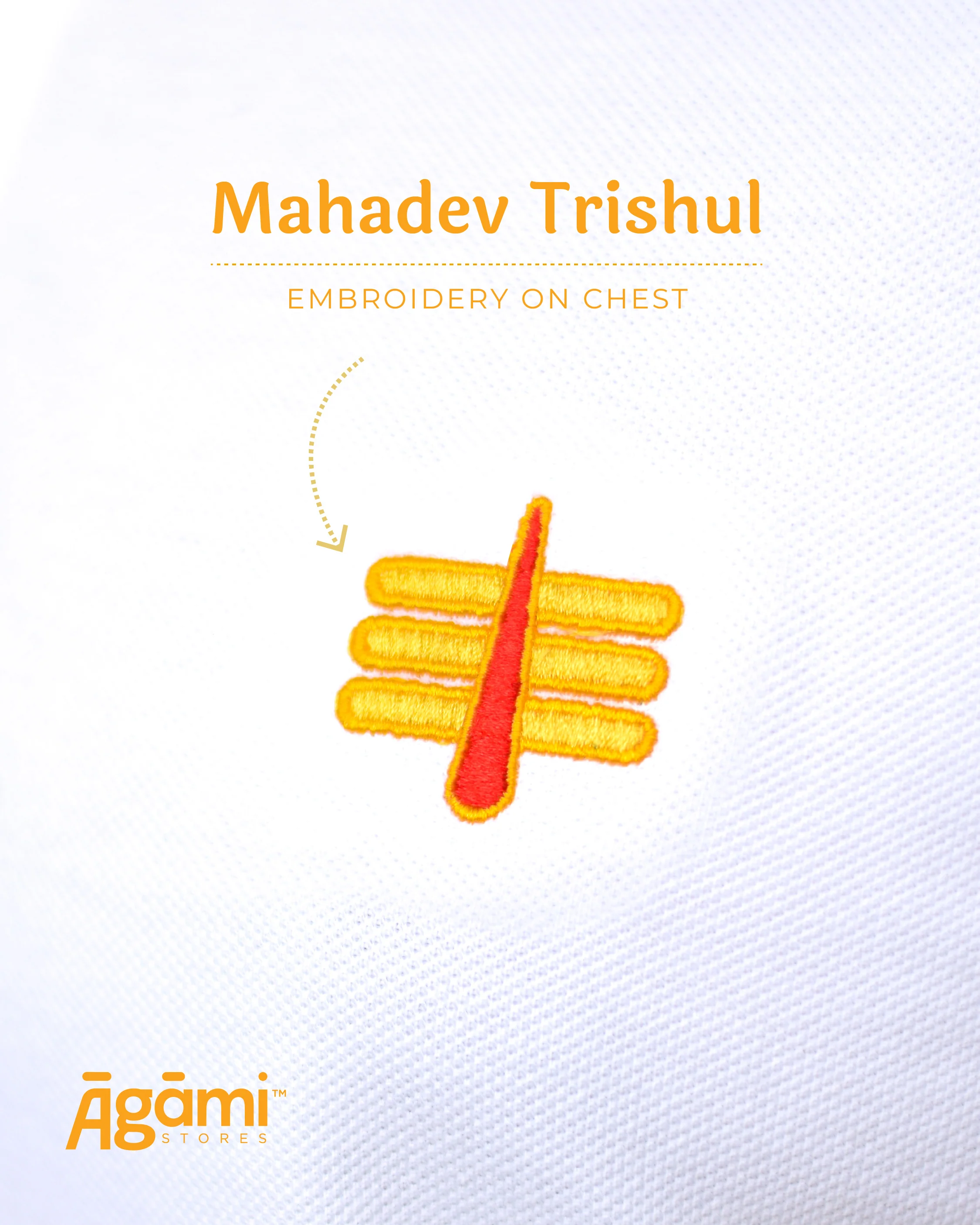 Mahakal Tilak Polo Neck T-shirt - White - Image 2