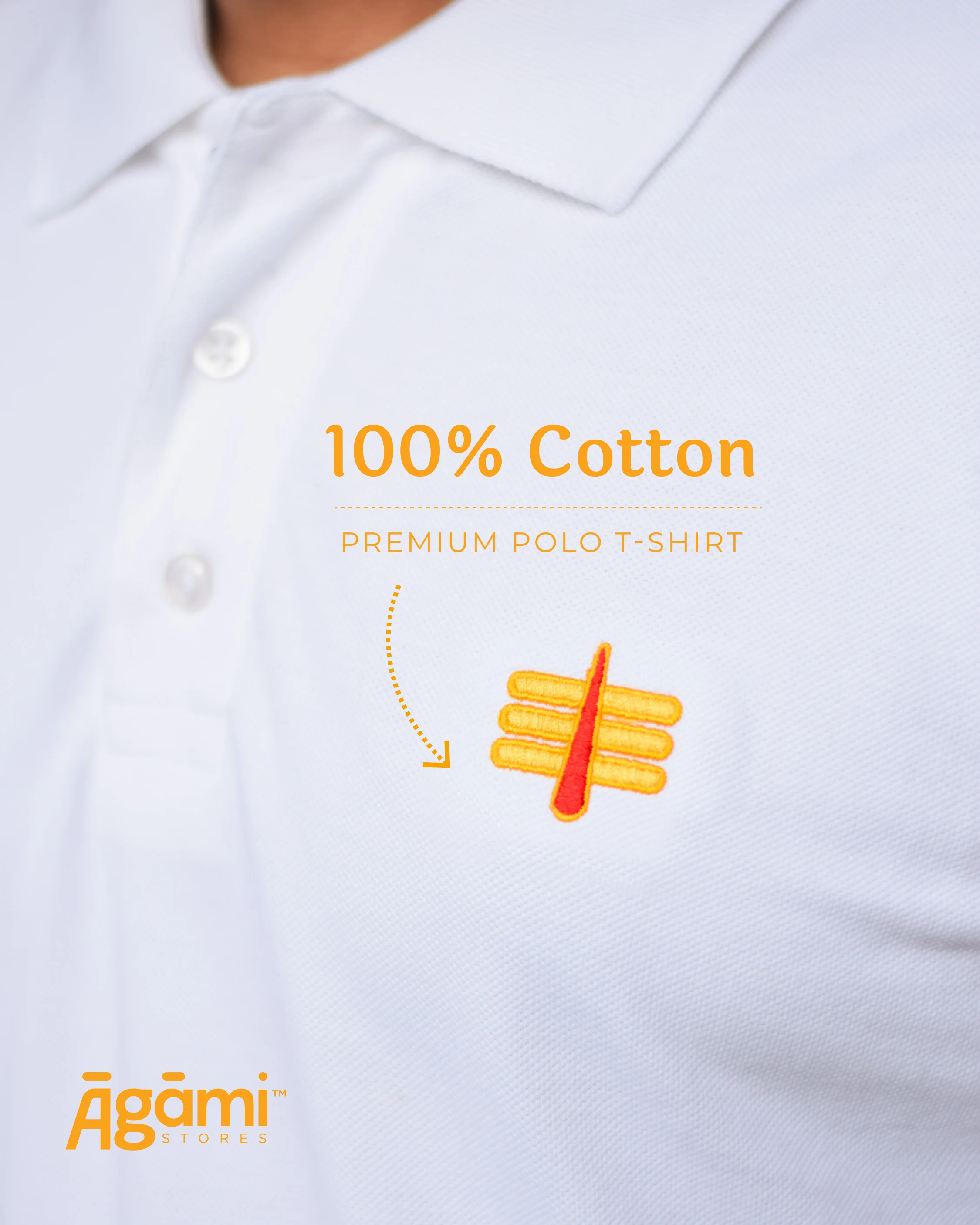 Mahakal Tilak Polo Neck T-shirt - White - Image 3