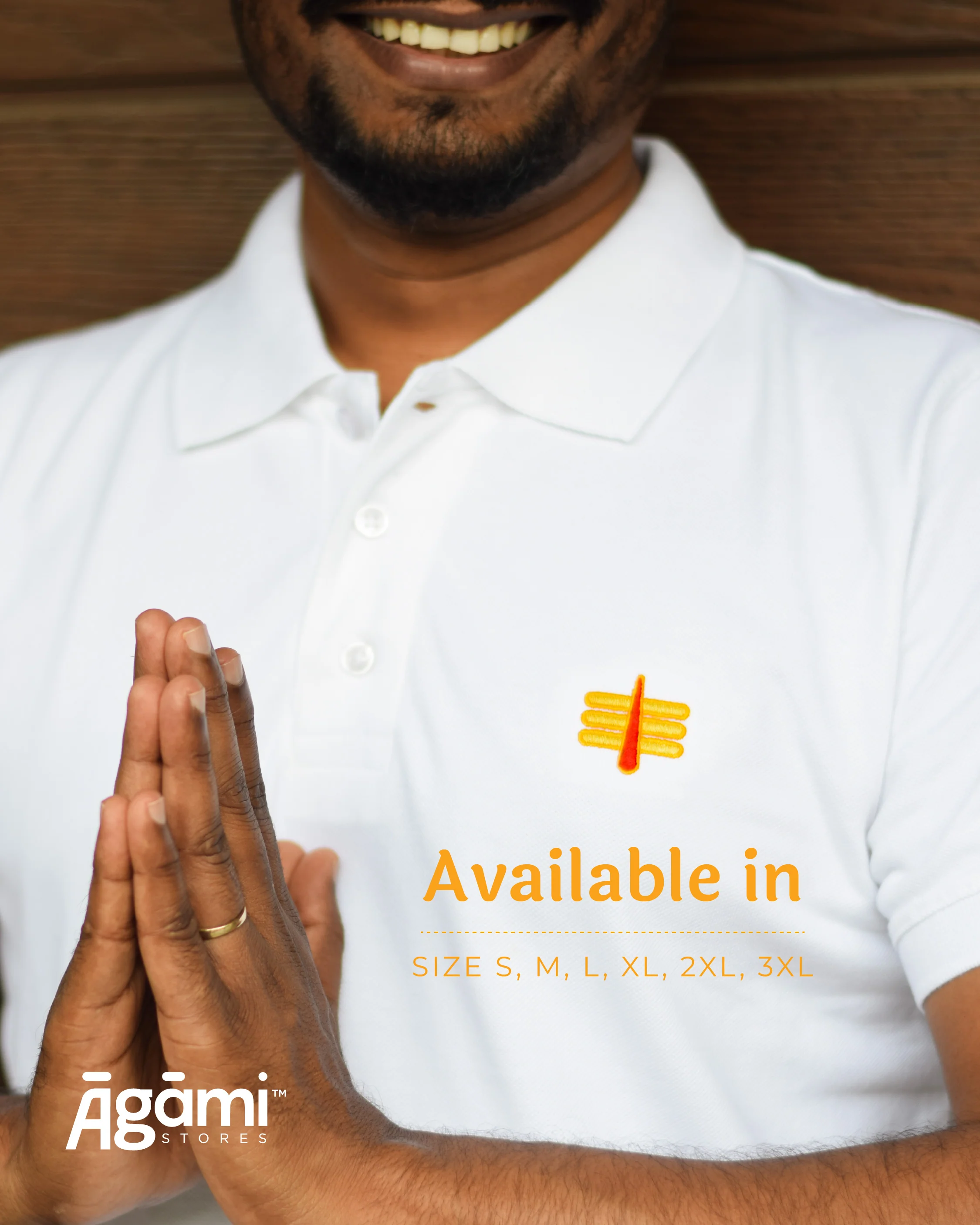 Mahakal Tilak Polo Neck T-shirt - White - Image 4