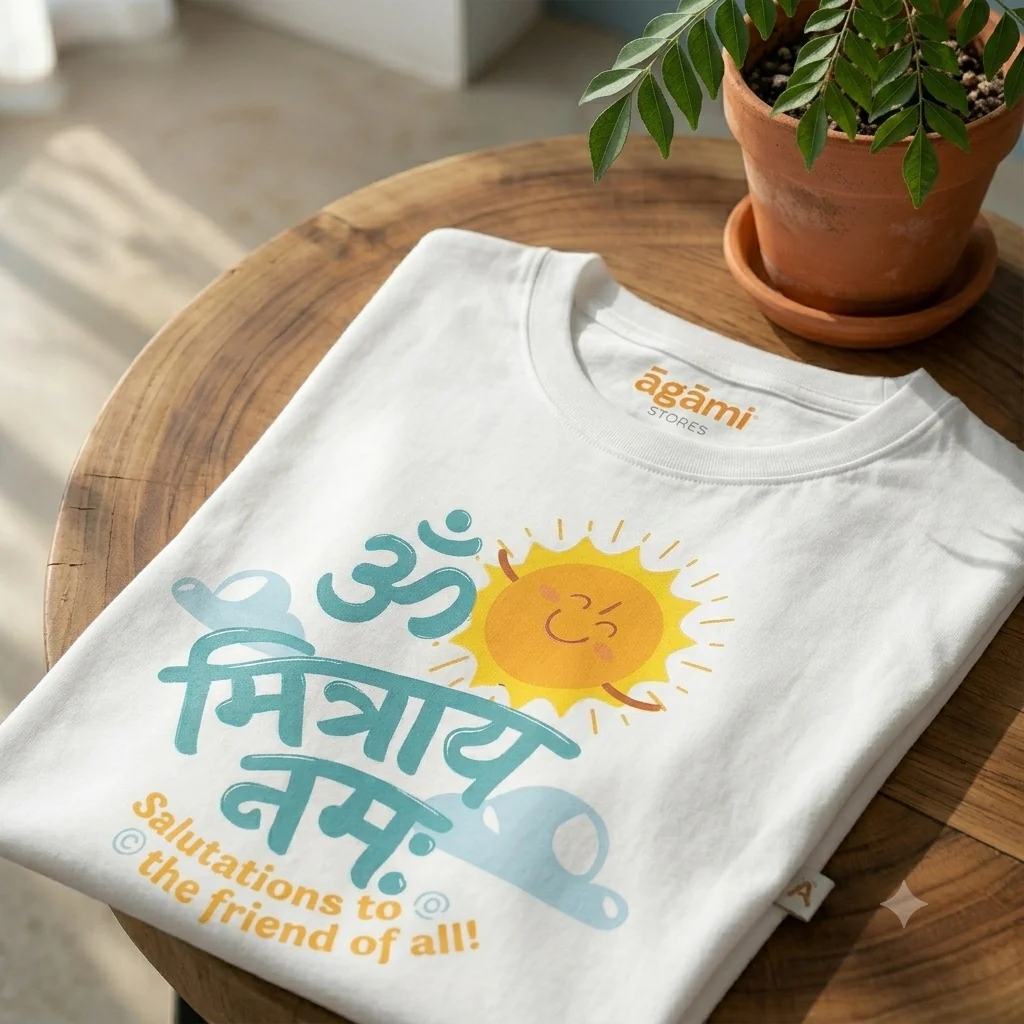 Om Mitray Namah | Kids Yoga Tshirt - Image 3