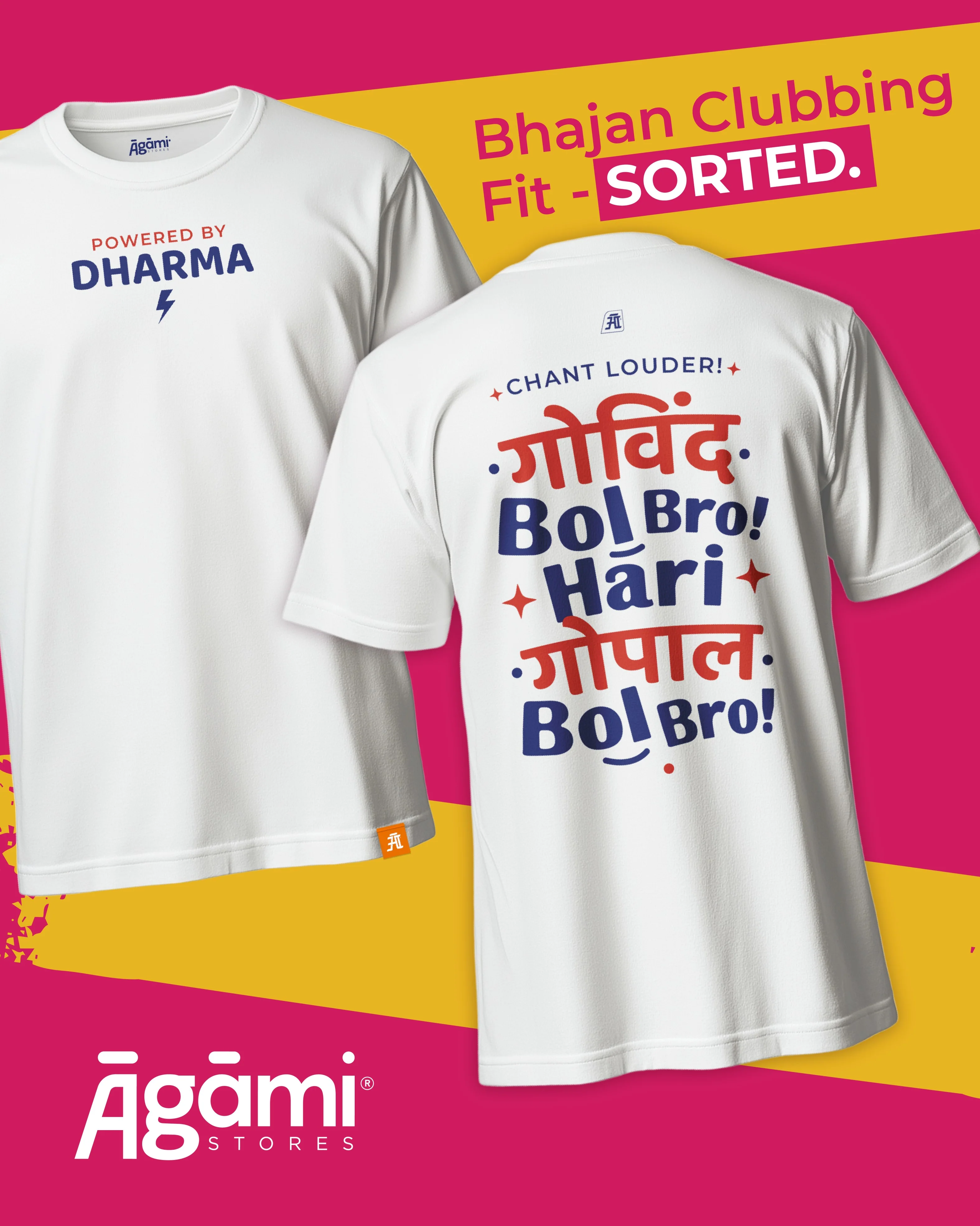 Powered by Dharma – Govind Bol Bro - White