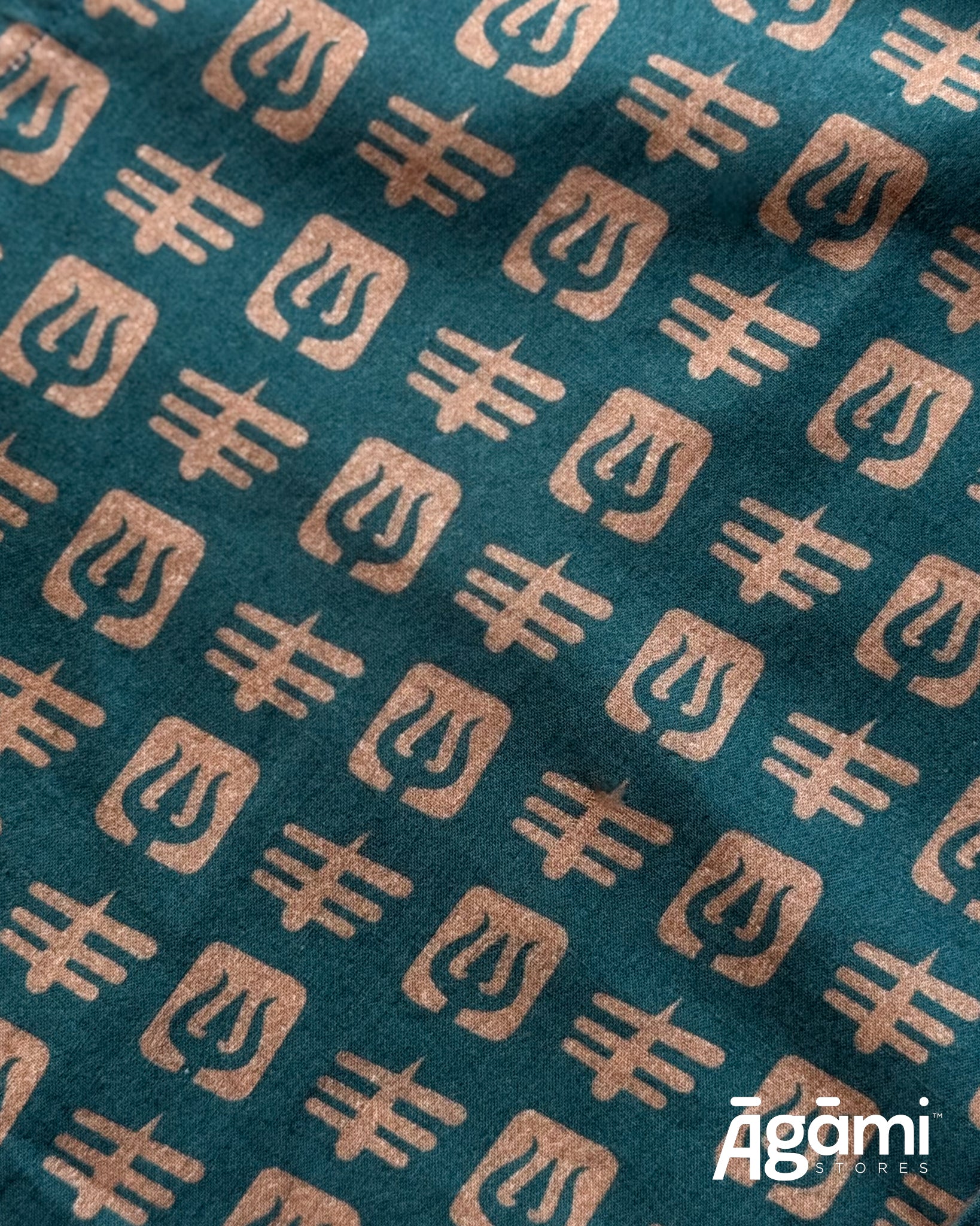 Printed Shiva Shirt - Half Sleeves Shirt | Teal Blue - Image 11