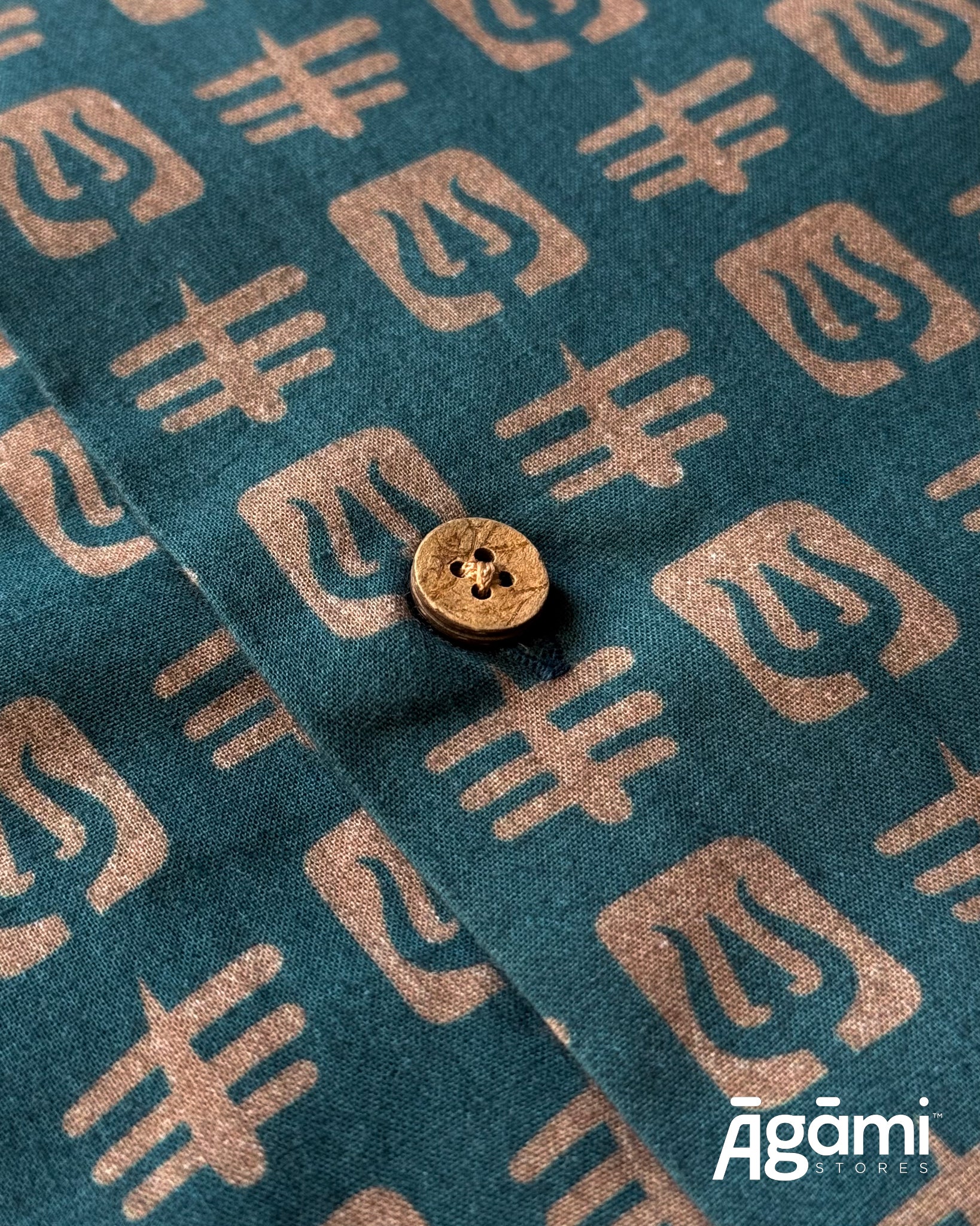 Printed Shiva Shirt - Half Sleeves Shirt | Teal Blue - Image 6