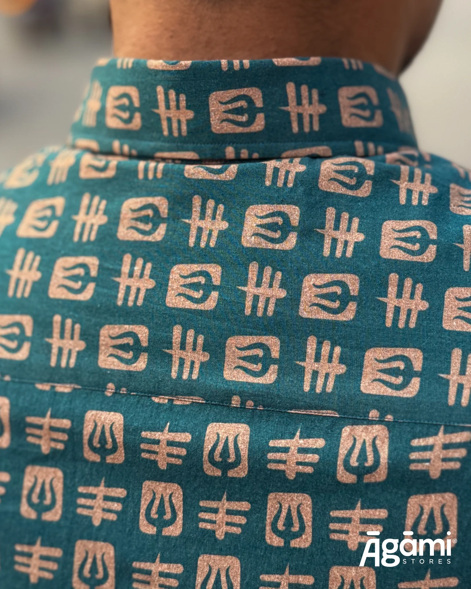 Printed Shiva Shirt - Half Sleeves Shirt | Teal Blue - Image 9