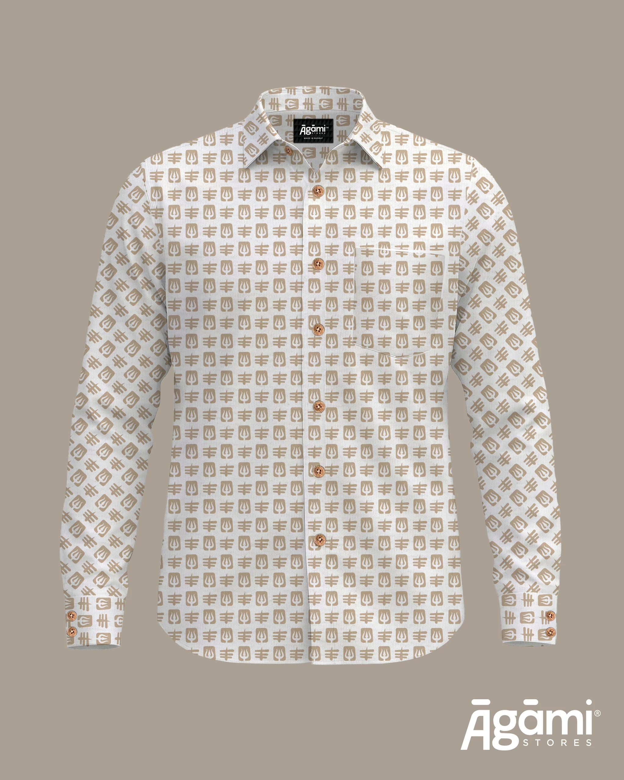 Printed Shiva Shirt - Full Sleeves Shirt | White - Image 4