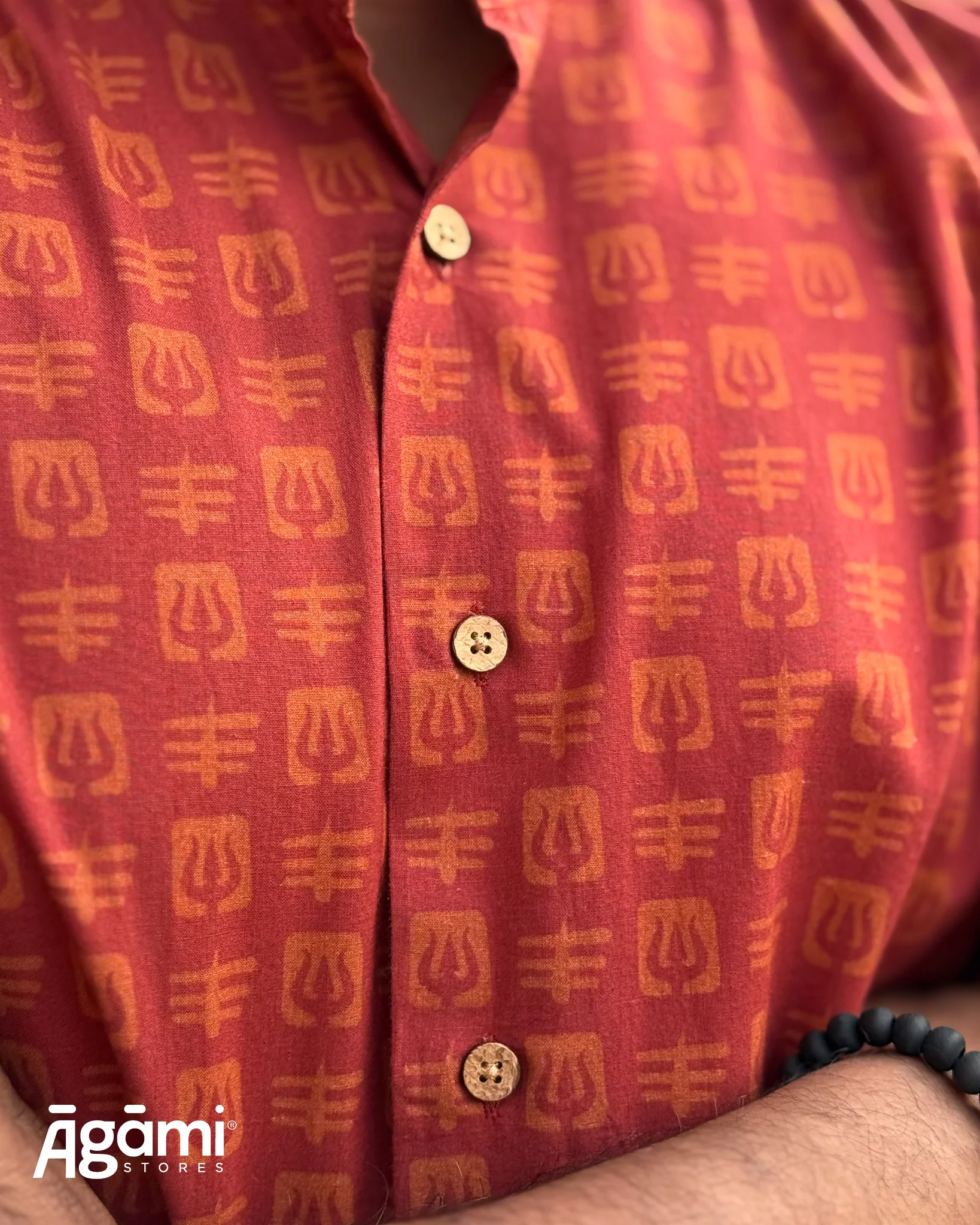 Printed Shiva Shirt - Full Sleeves Shirt | Maroon - Image 3