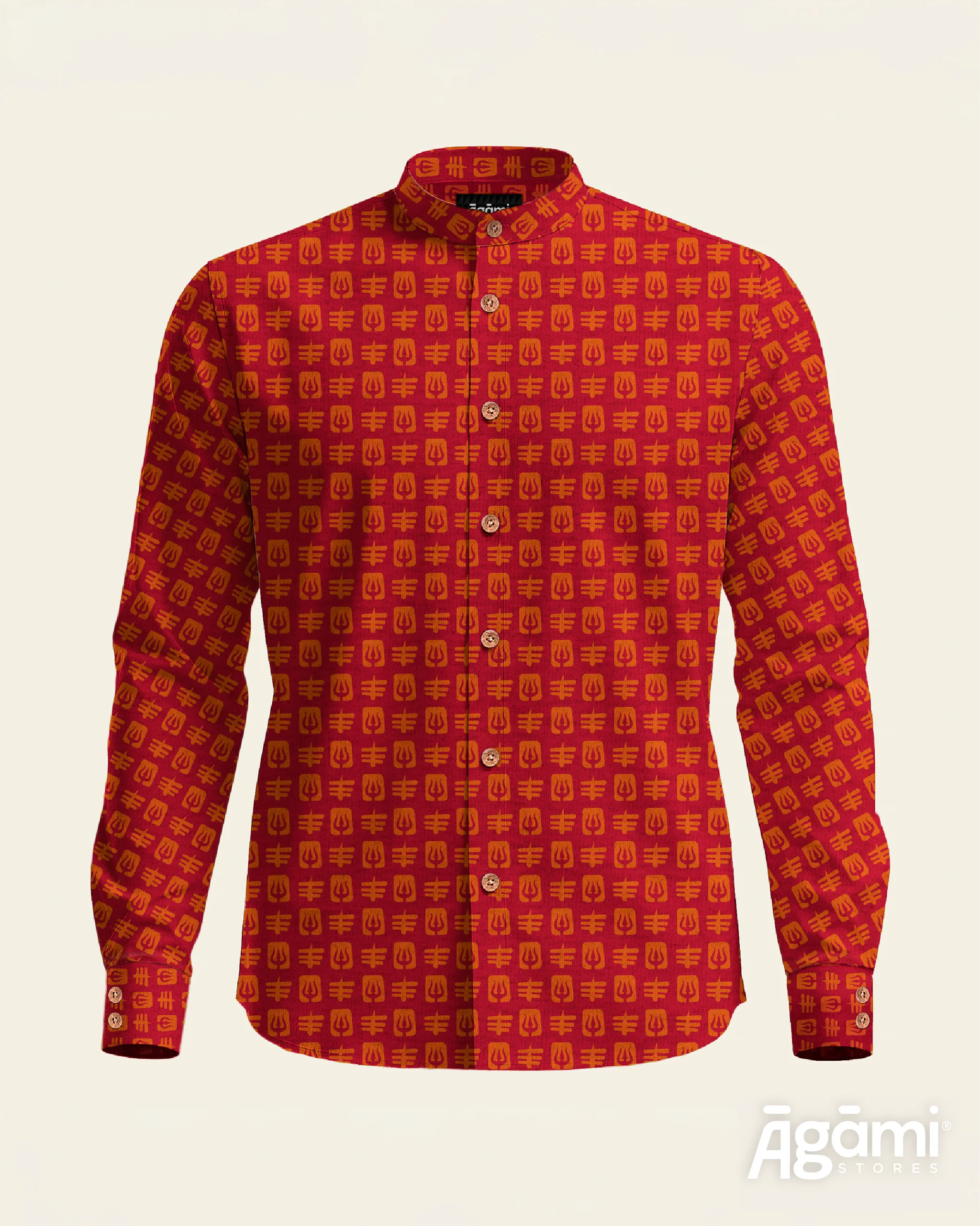 Printed Shiva Shirt - Full Sleeves Shirt | Maroon - Image 5