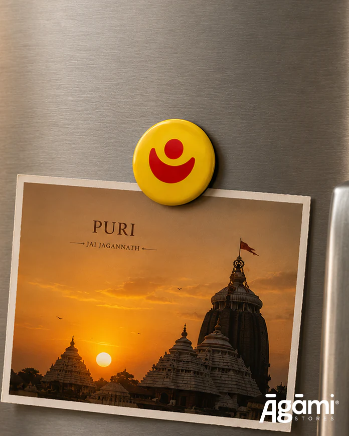 Puri Shree Jagannath Temple Flag | Pin Badge + Magnet - Image 3