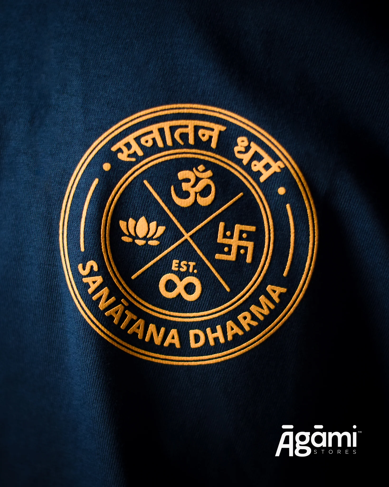 Sanatana Dharma Emblem Tshirt - Navy Blue - Image 3