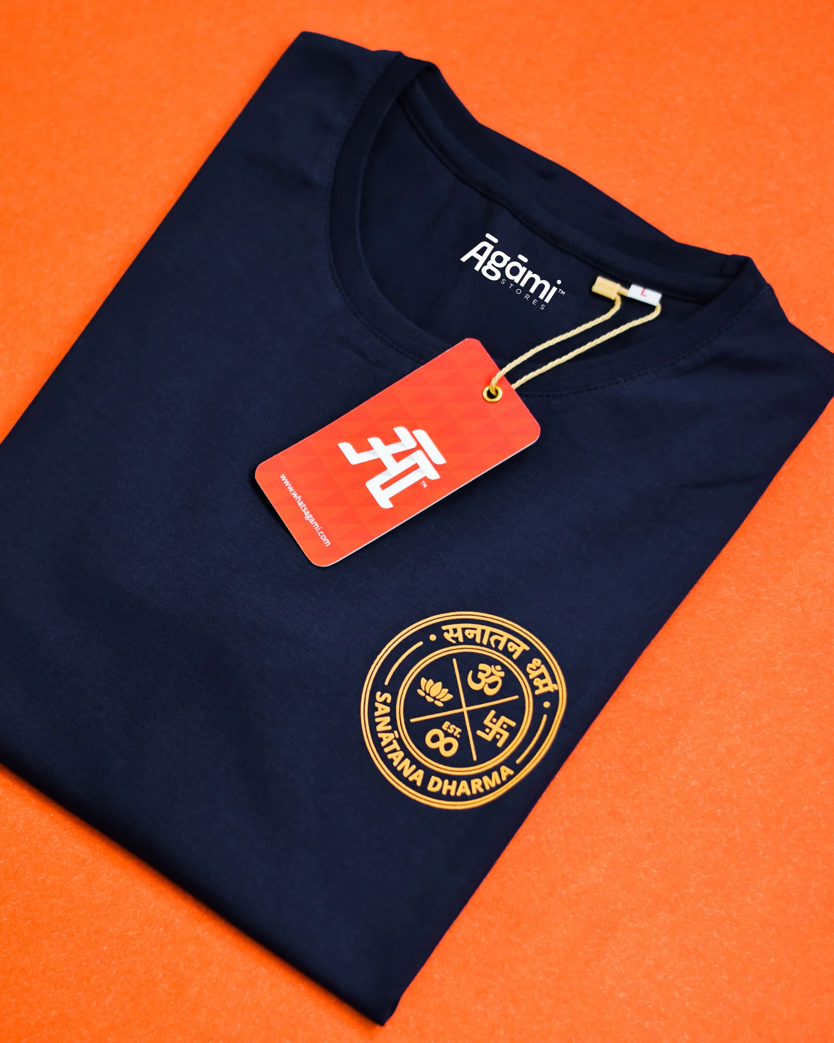 Sanatana Dharma Emblem Tshirt - Navy Blue - Image 4