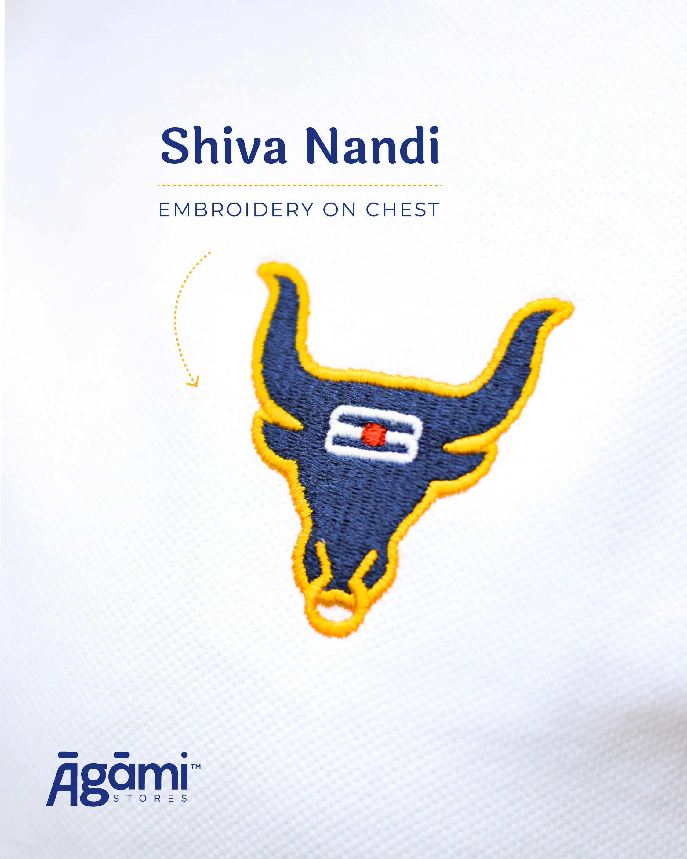 Shiva Nandi Polo Neck Tshirt - White - Image 2