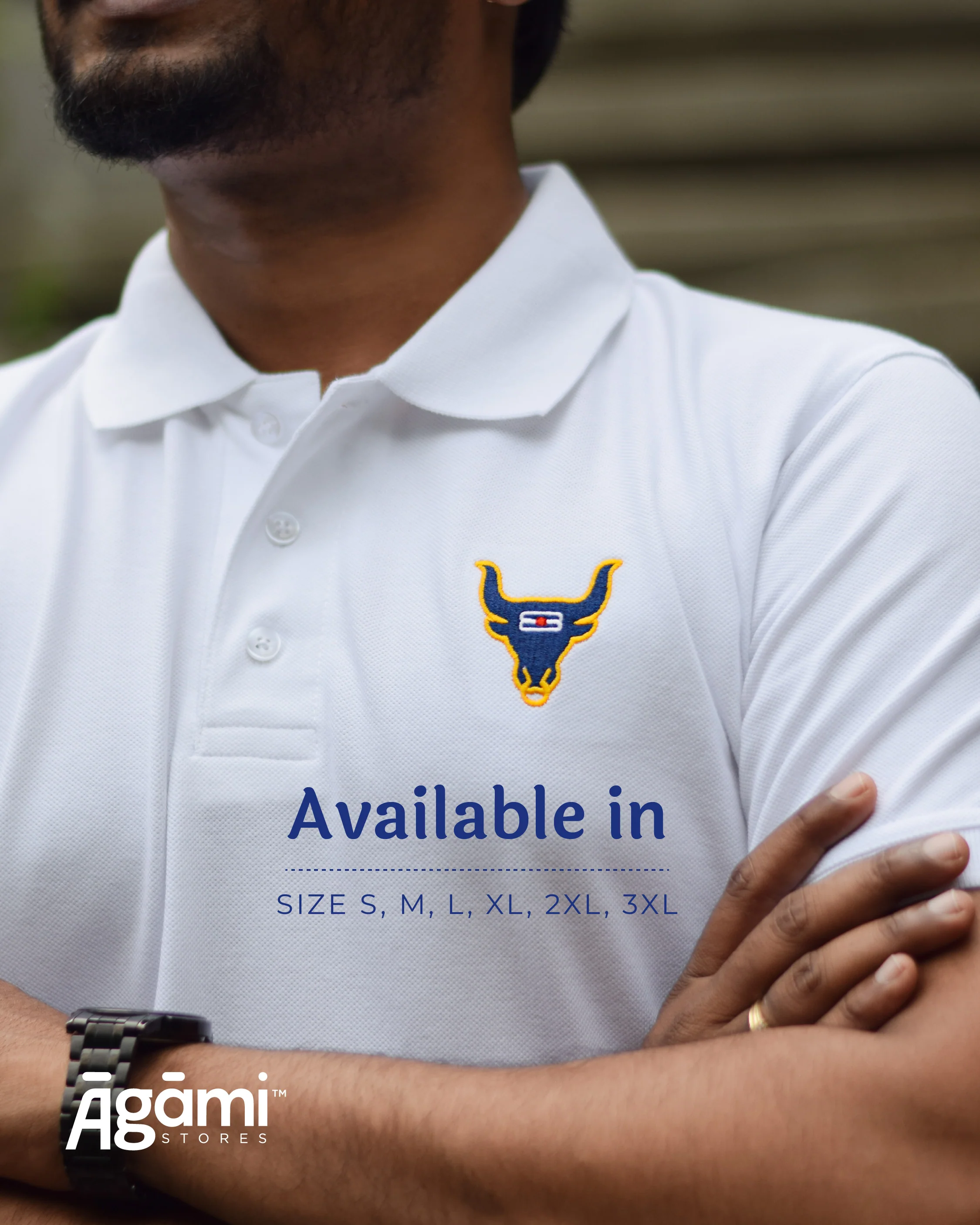 Shiva Nandi Polo Neck Tshirt - White - Image 4