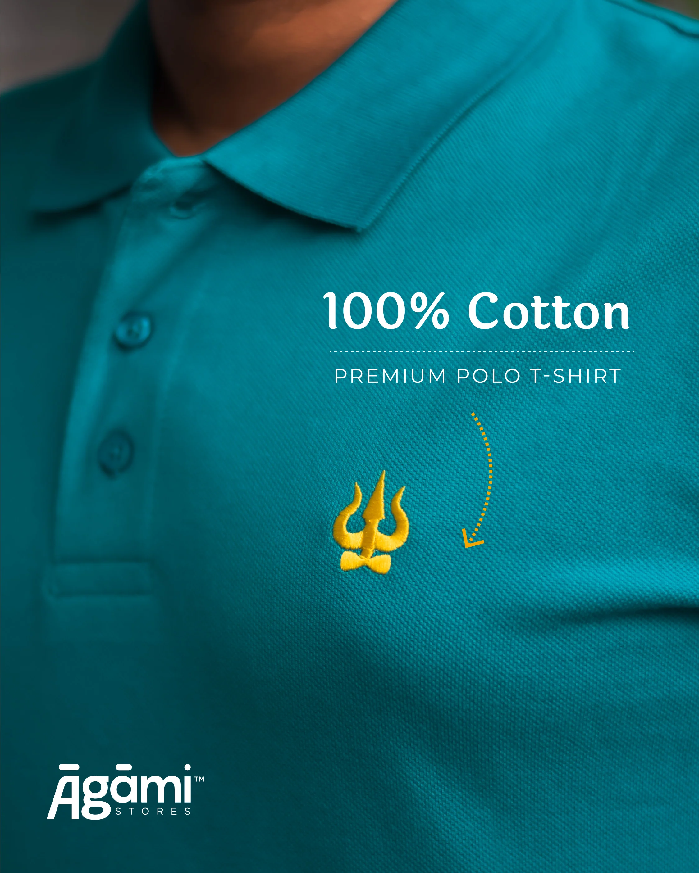 Trishul Polo Neck - Teal Blue - Image 3