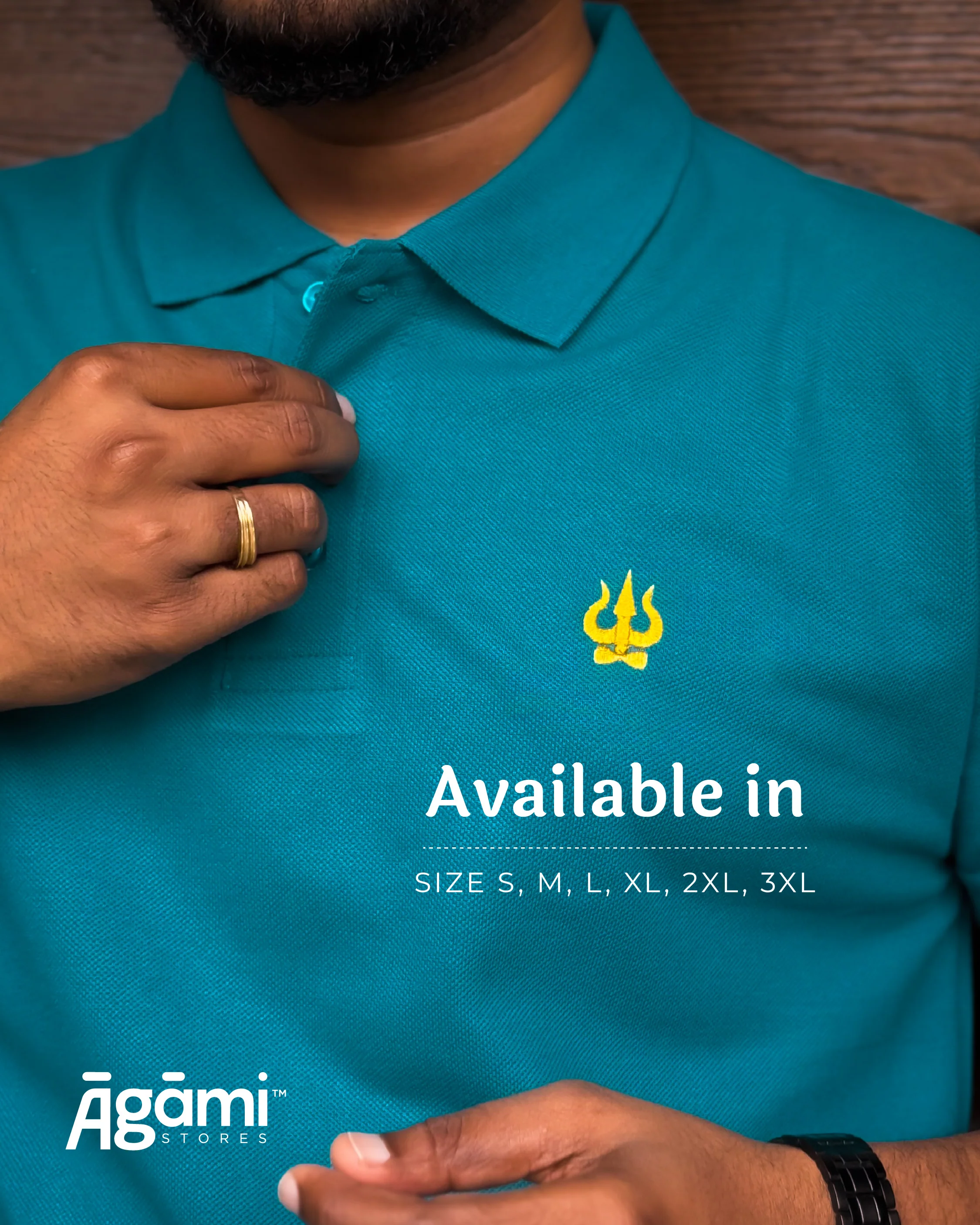 Trishul Polo Neck - Teal Blue - Image 4