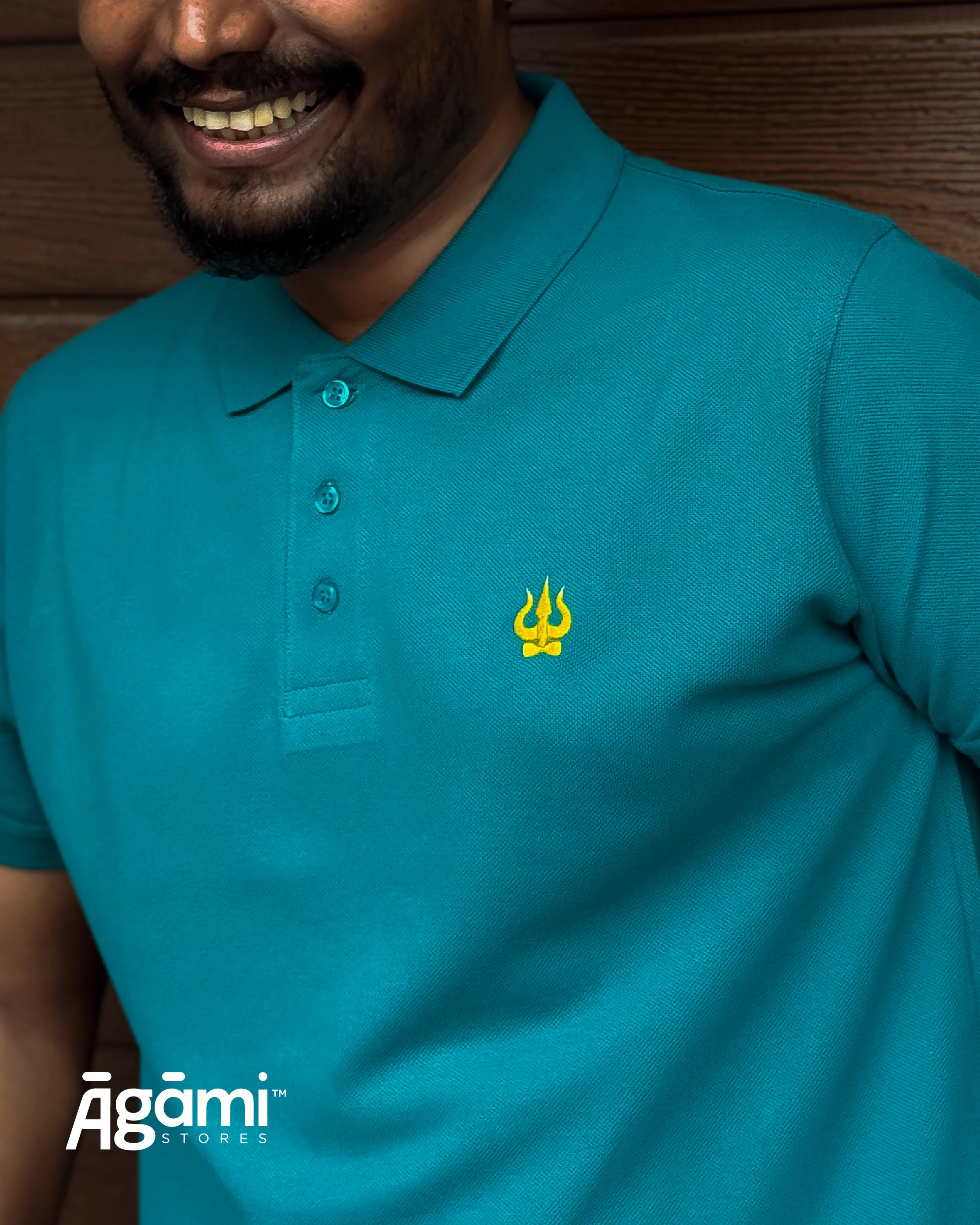 Trishul Polo Neck - Teal Blue - Image 5