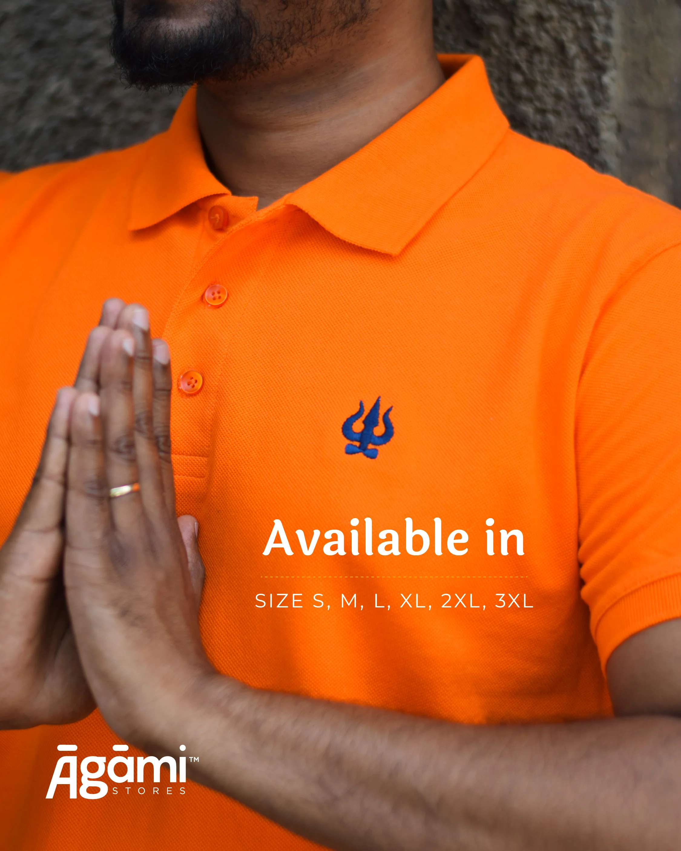 Trishul Polo Neck T-shirt - Orange - Image 4