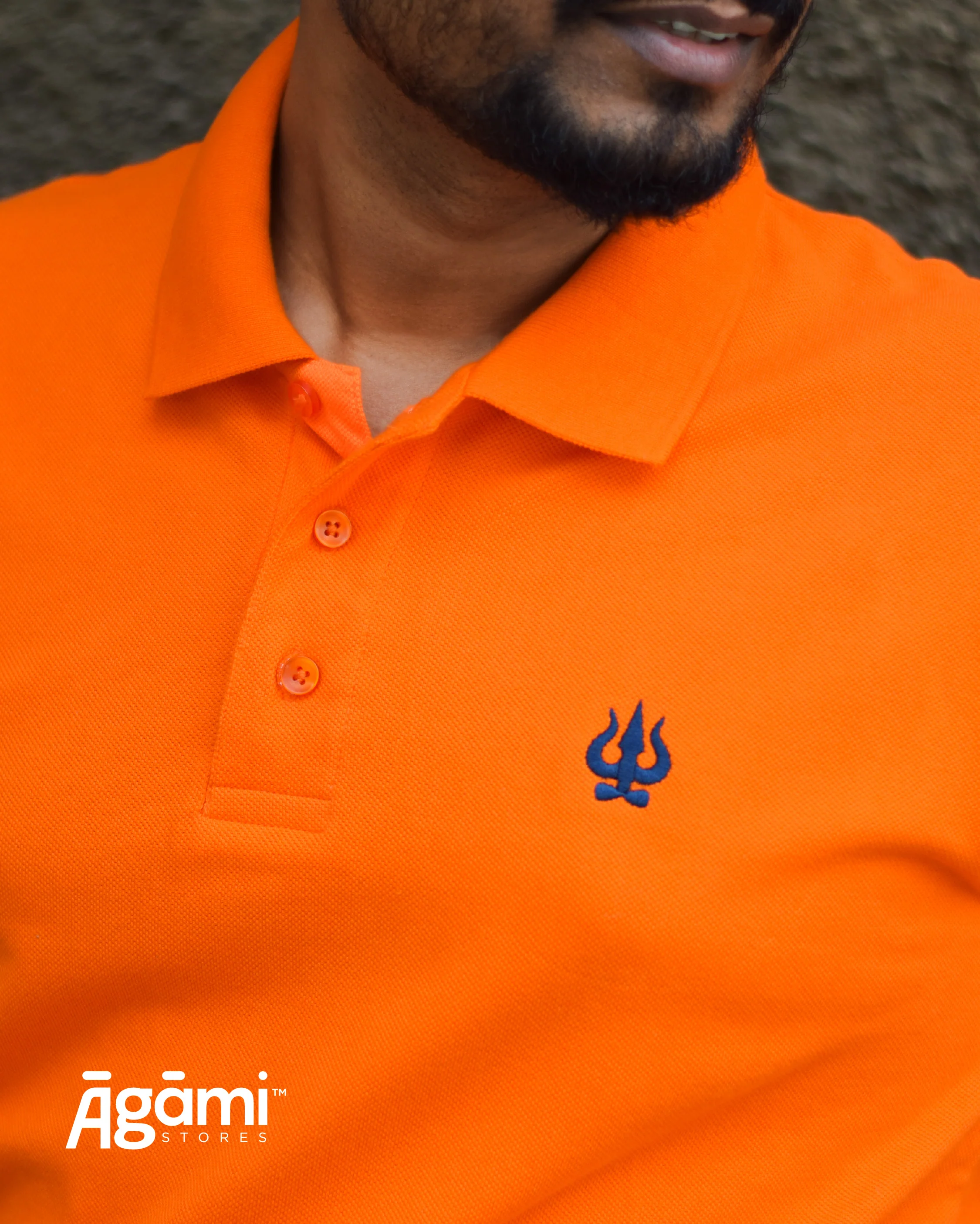 Trishul Polo Neck T-shirt - Orange - Image 5