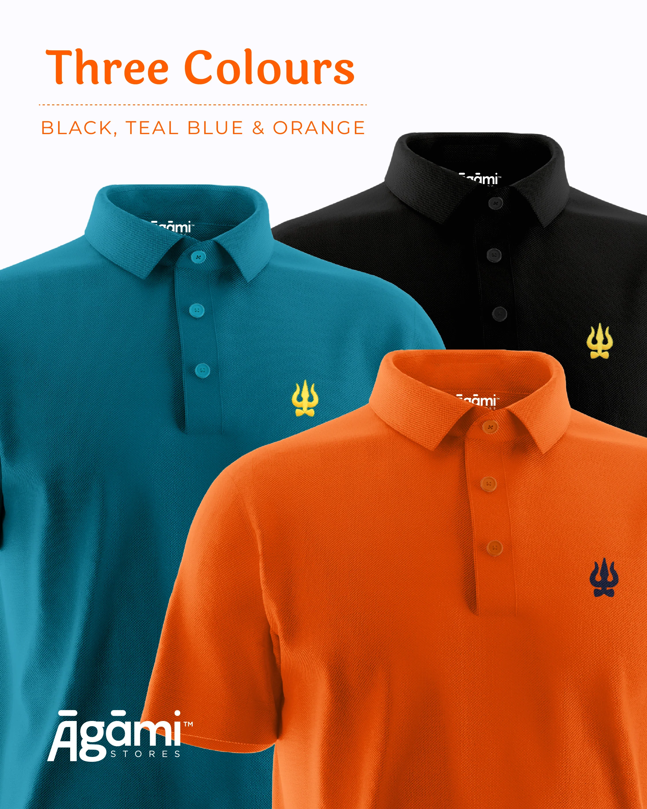 Trishul Polo Neck T-shirt - Orange - Image 6