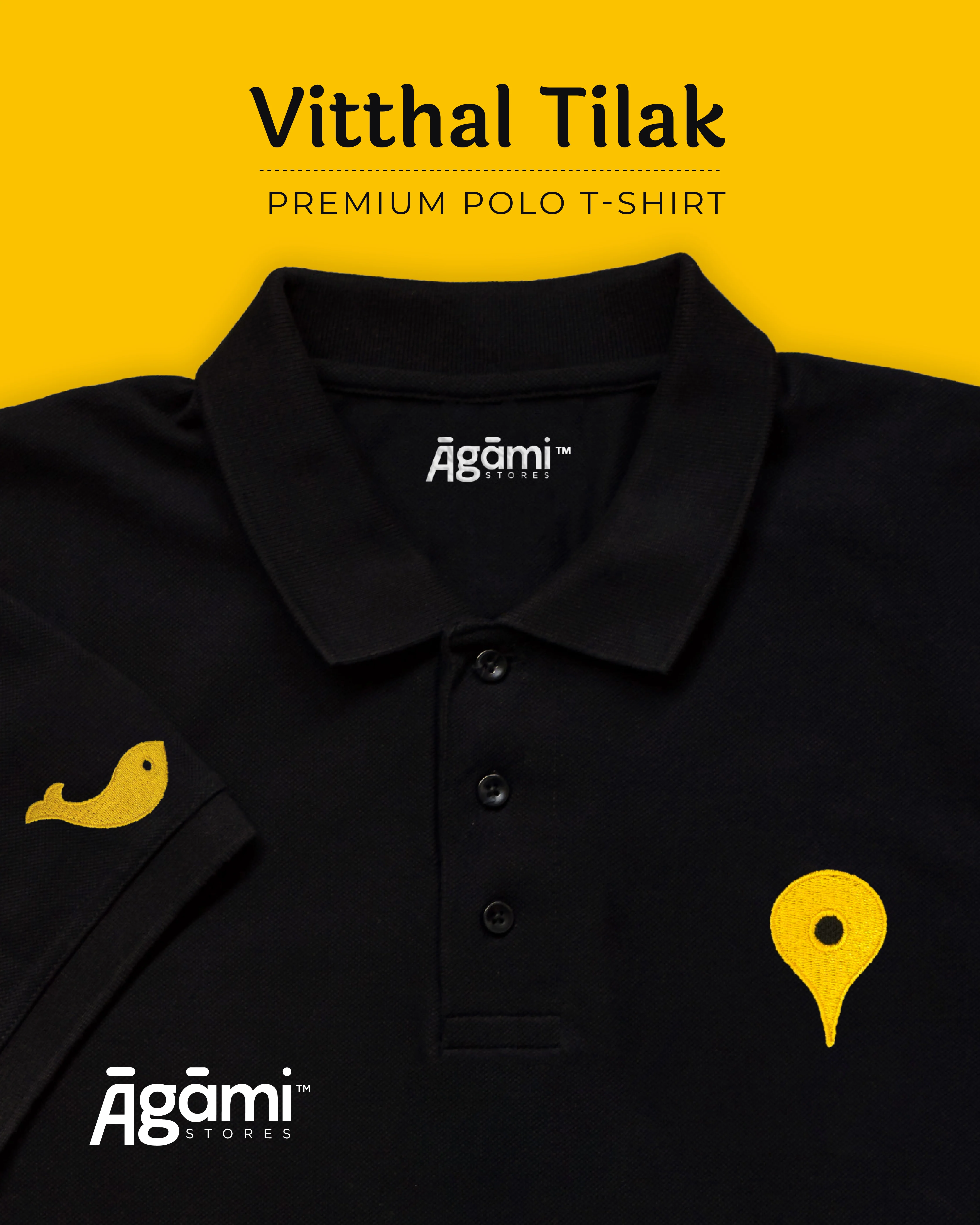 Vitthal Tilak Polo Tshirt - Black