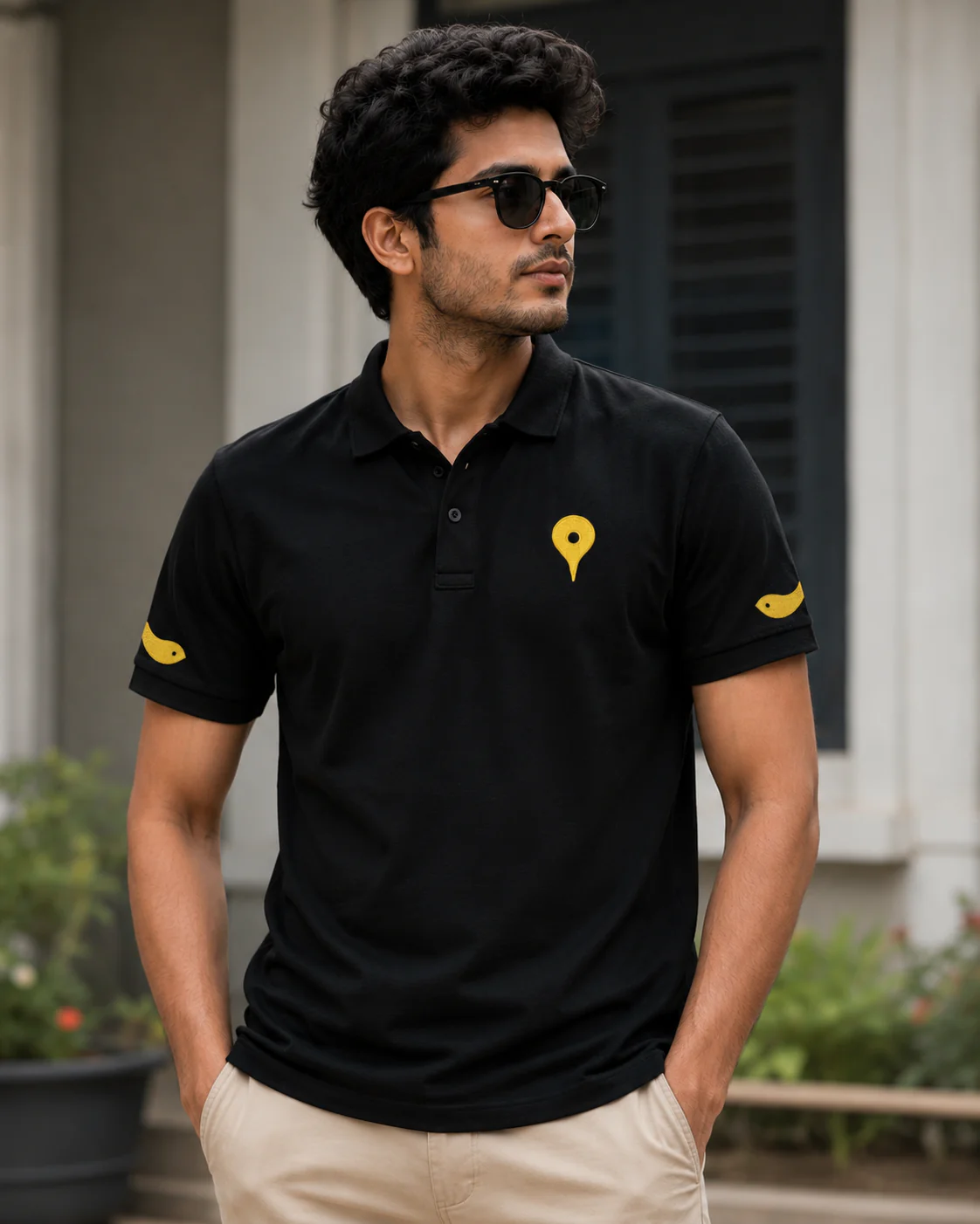 Vitthal Tilak Polo Tshirt - Black - Image 2