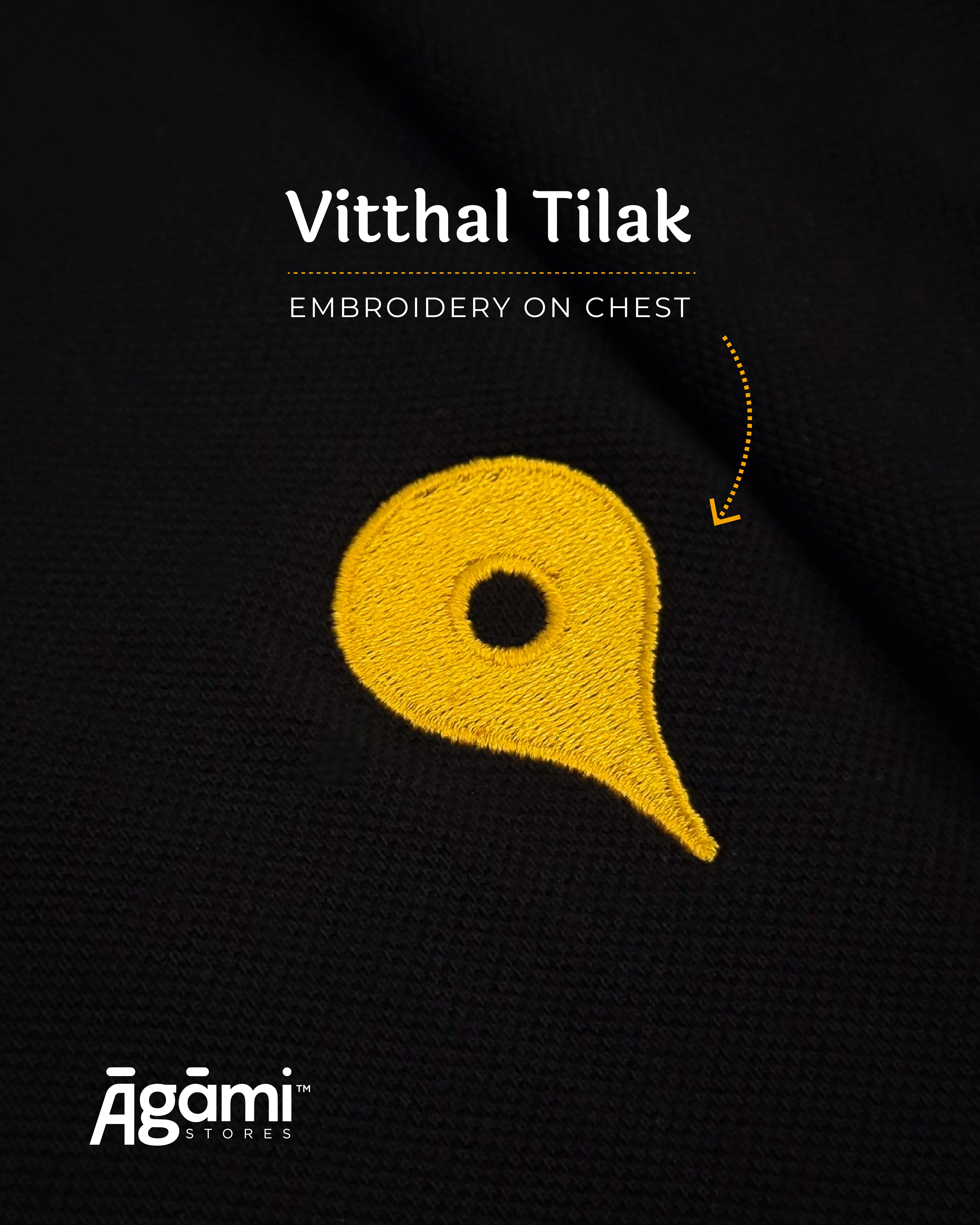Vitthal Tilak Polo Tshirt - Black - Image 5
