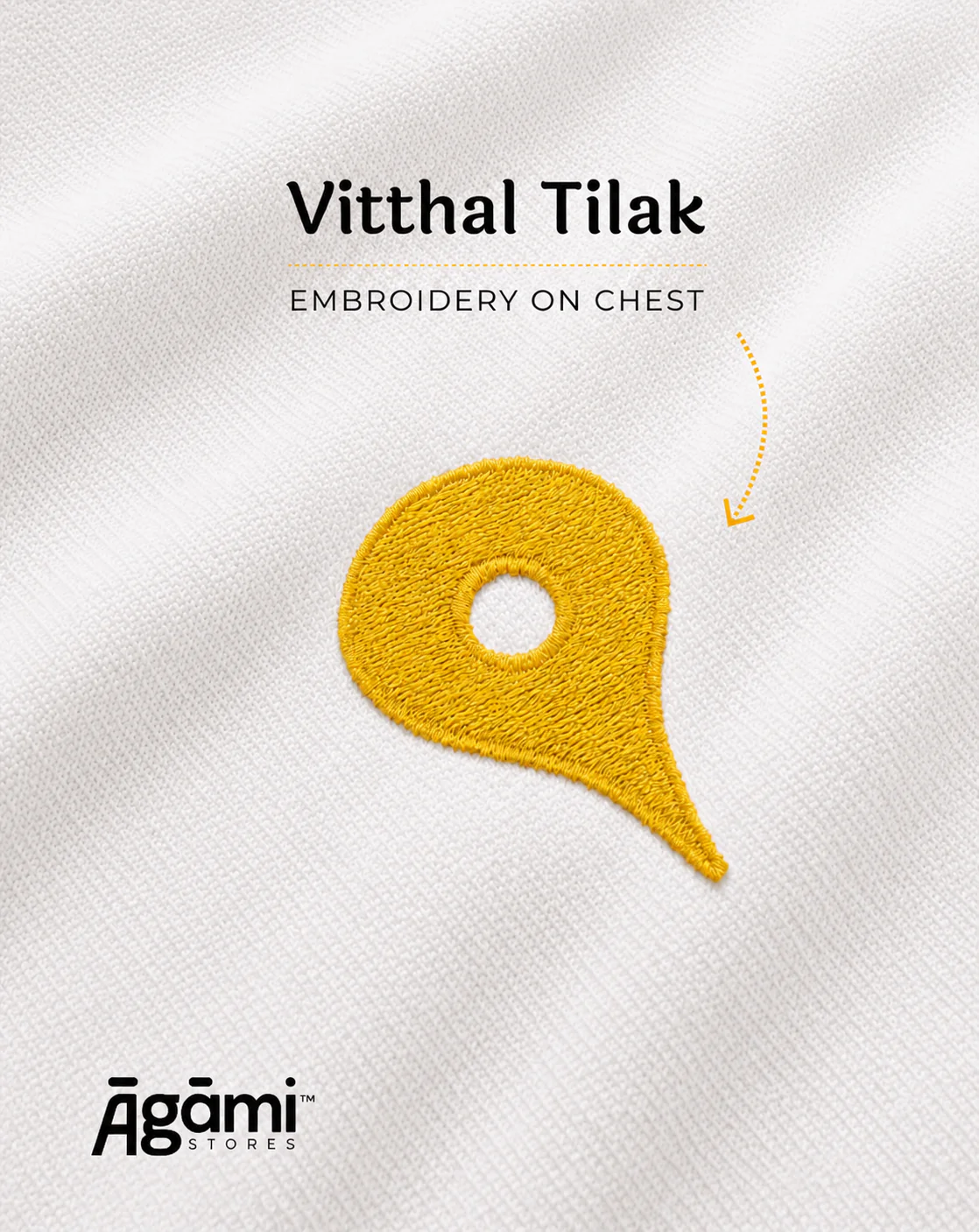 Vitthal Tilak Polo Tshirt - White - Image 3